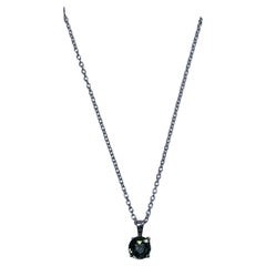 1.10ct teal sapphire pendant necklace 18k white gold