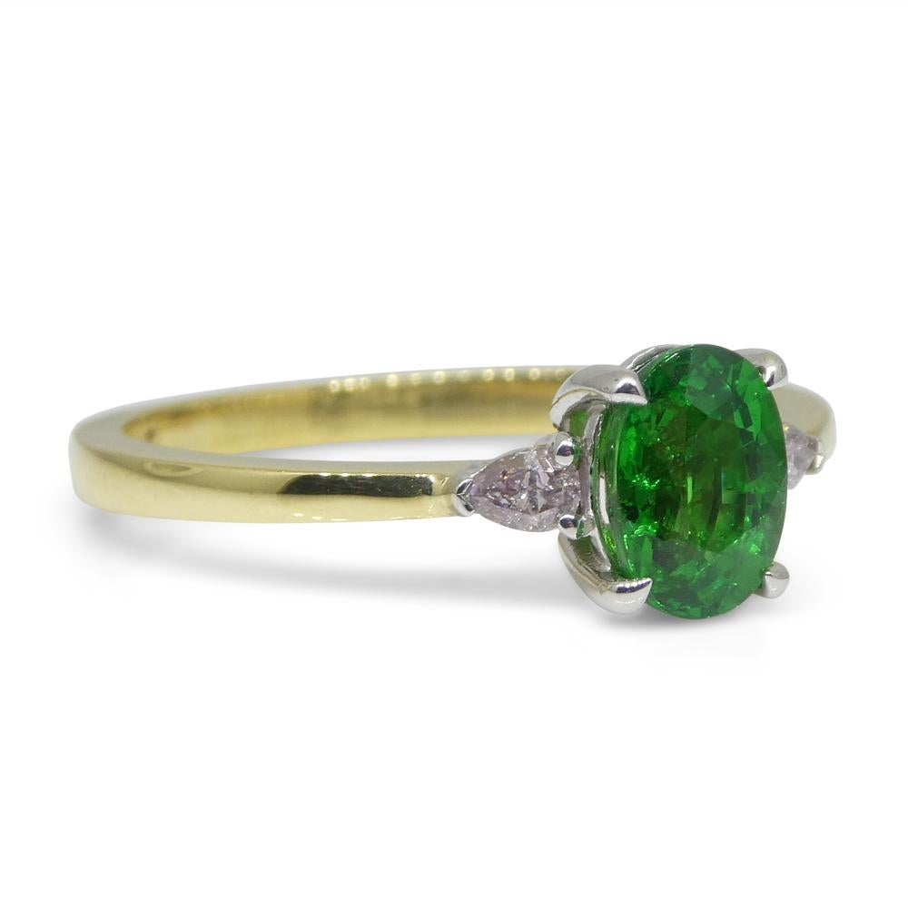 1.10ct Tsavorite Garnet & Pink Diamond Ring set in 18k Yellow and White Gold For Sale 3