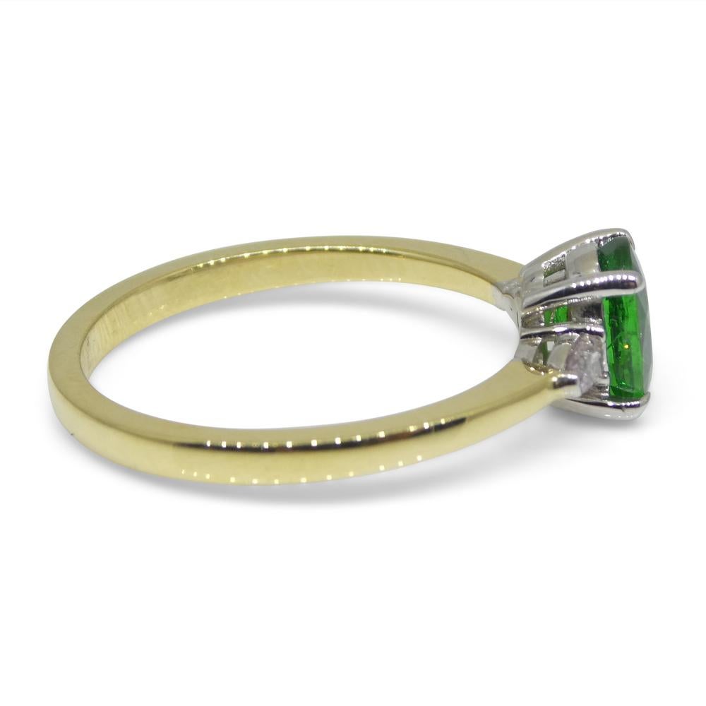 1.10ct Tsavorite Garnet & Pink Diamond Ring set in 18k Yellow and White Gold For Sale 4