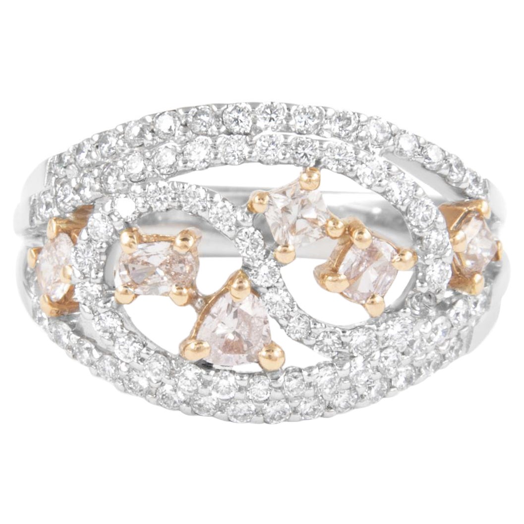 1.10ctt Pink Diamond Cocktail Ring 18k Gold Two Tone