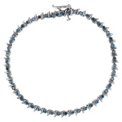 1.10ctw Blue Diamond Tennis Bracelet 14k White Gold 7" 4mm
