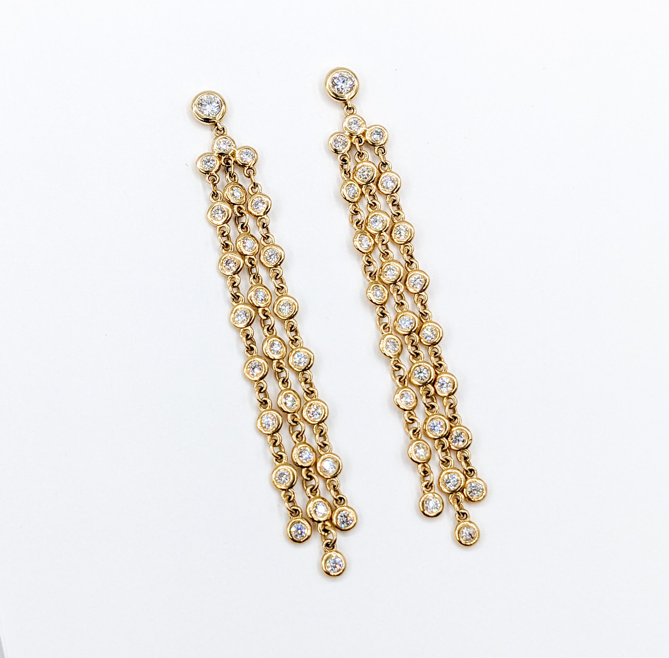 Women's 1.10ctw Diamond Bezel Set Dangle Earrings - 2.25