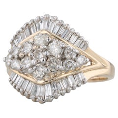 1.10ctw Diamond Cluster Ring 14k Yellow Gold Size 8 Cocktail