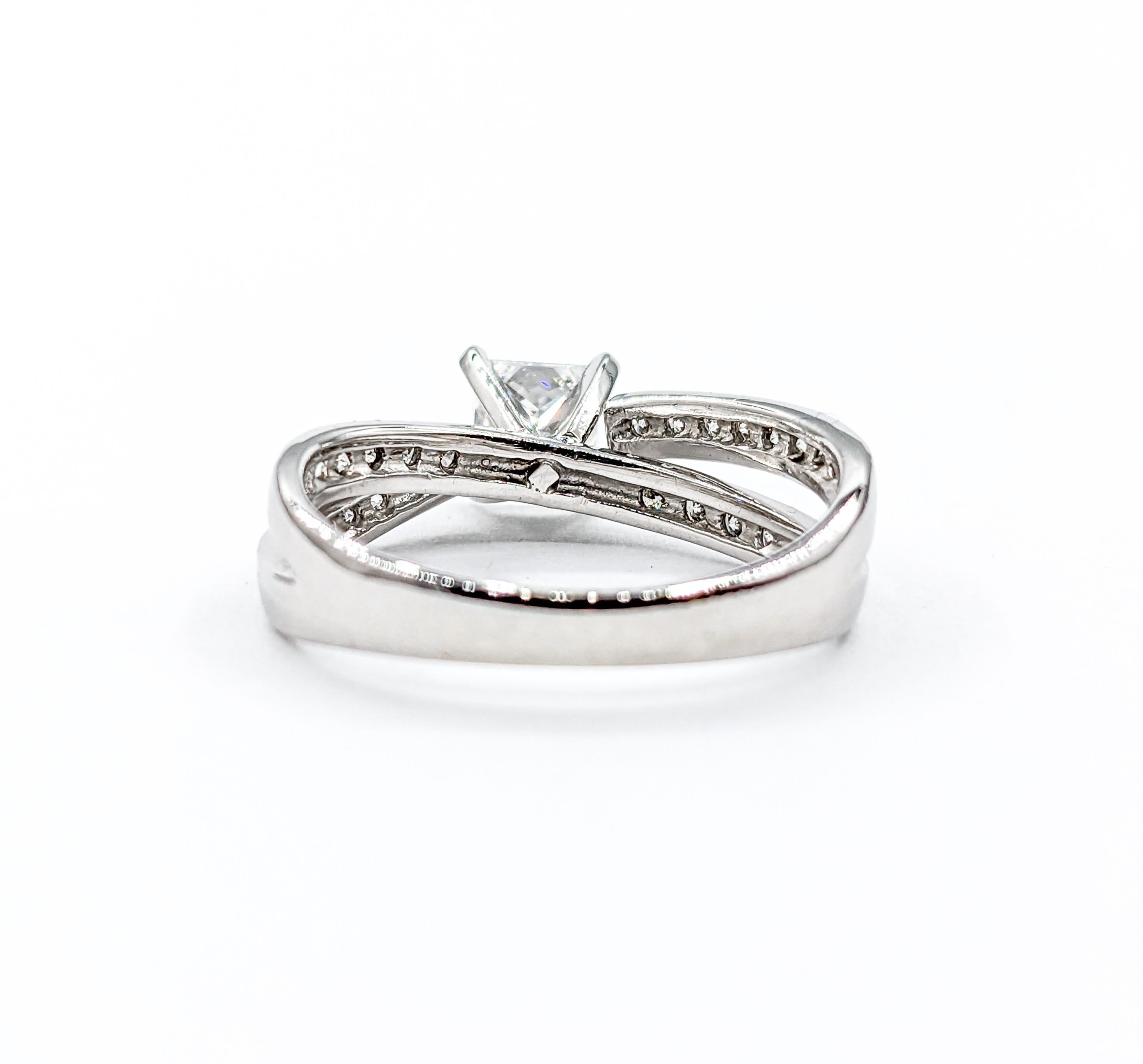 1.10ctw Diamond Engagement Ring In White Gold For Sale 2