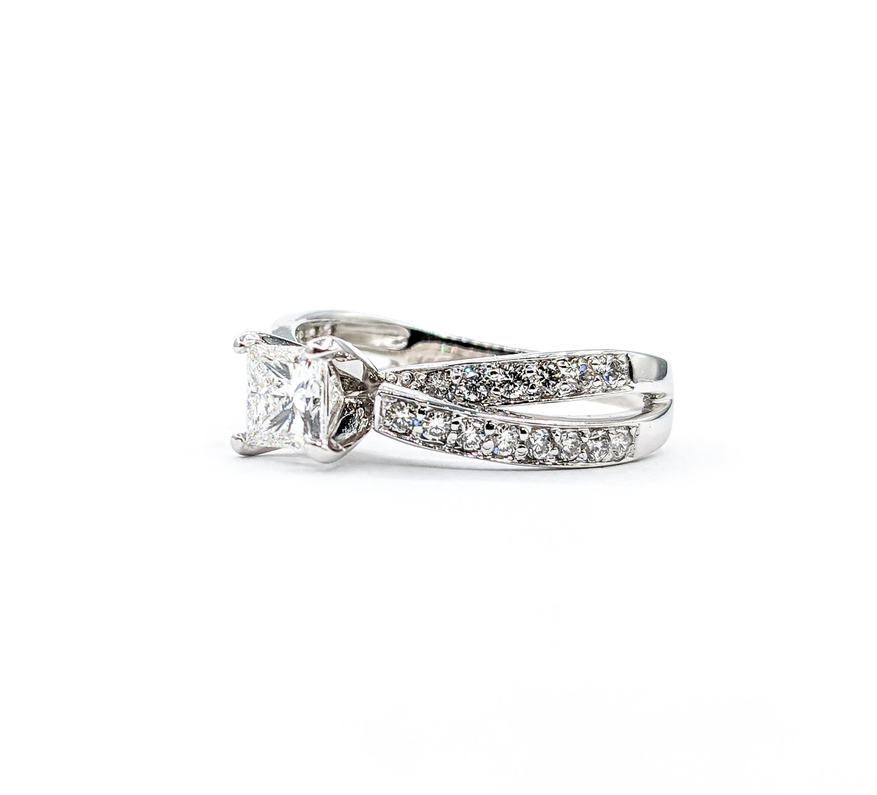 1.10ctw Diamond Engagement Ring In White Gold For Sale 4