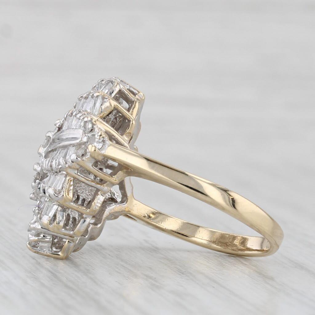 Gemstone Information:
- Natural Diamonds -
Total Carats - 0.22ctw
Cut - Round Brilliant
Color - I - J
Clarity - I1 - I3

- Natural Diamonds -
Total Carats - 0.88ctw
Cut - Baguette
Color - G - H
Clarity - I2 - I3
Please note there are surface