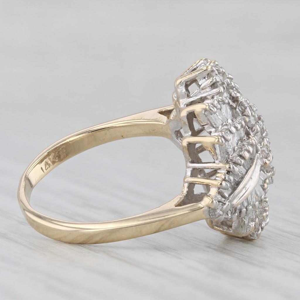 Women's or Men's 1.10ctw Diamond Flower Cluster Ring 14k Yellow White Gold Size 7 Cluster