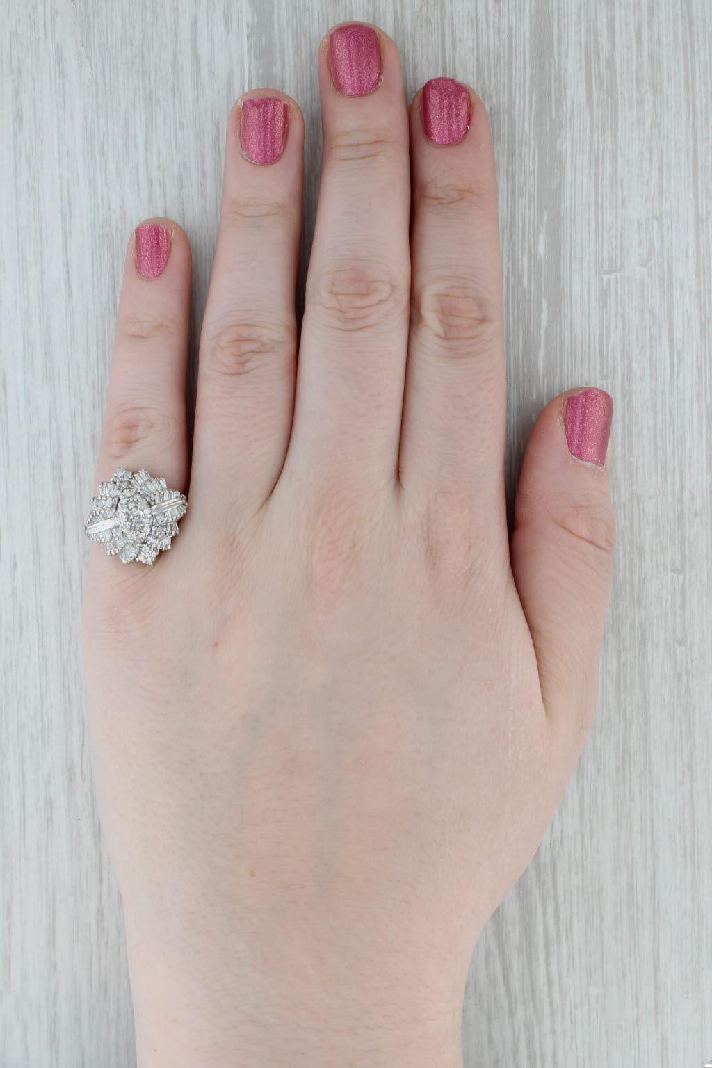 1.10ctw Diamond Flower Cluster Ring 14k Yellow White Gold Size 7 Cluster 4