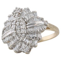 1.10ctw Diamond Flower Cluster Ring 14k Yellow White Gold Size 7 Cluster