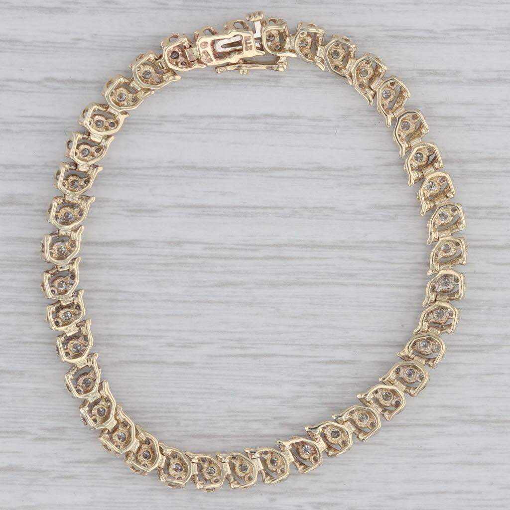 Round Cut 1.10ctw Diamond Tennis Bracelet 10k Yellow Gold 7.5