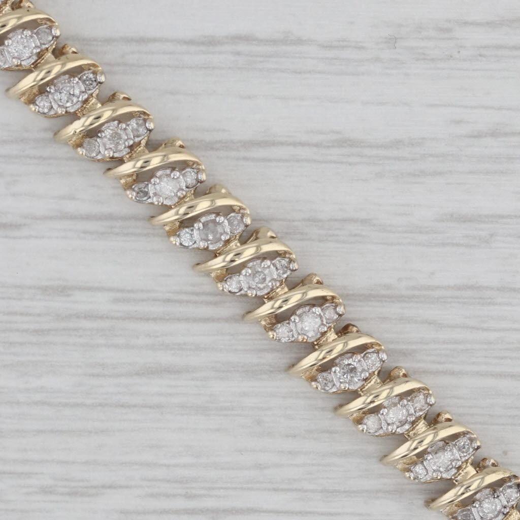1.10ctw Diamond Tennis Bracelet 10k Yellow Gold 7.5