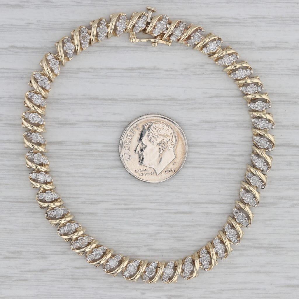 Women's 1.10ctw Diamond Tennis Bracelet 10k Yellow Gold 7.5