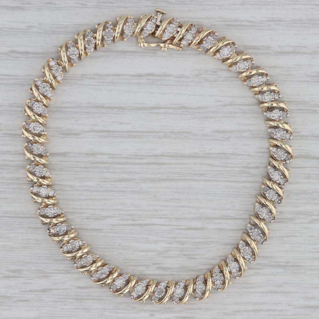 1.10ctw Diamond Tennis Bracelet 10k Yellow Gold 7.5" 6.2mm