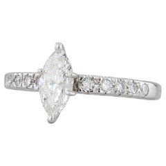 1.10ctw Marquise Diamond Engagement Ring 14k White Gold Size 7.5