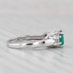1.10ctw Oval Emerald Diamond Ring 14k White Gold Size 4.5