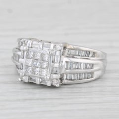 1.10ctw Princess Diamond Halo Engagement Ring 14k White Gold Size 7