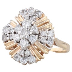 1.10ctw Round Diamond Cluster Ring 14k Yellow Gold Size 8.75 Cocktail 1.10ctw Round Diamond Cluster Ring 14k Yellow Gold Size 8.75 Cocktail