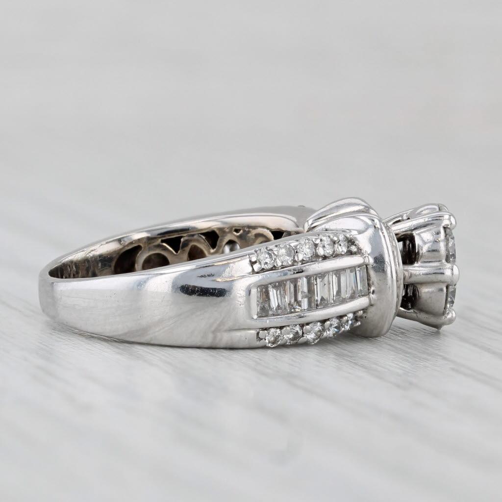 Bague de fiançailles en or blanc 14 carats avec diamant rond de 1,10 carat, taille 5,5 Unisexe en vente