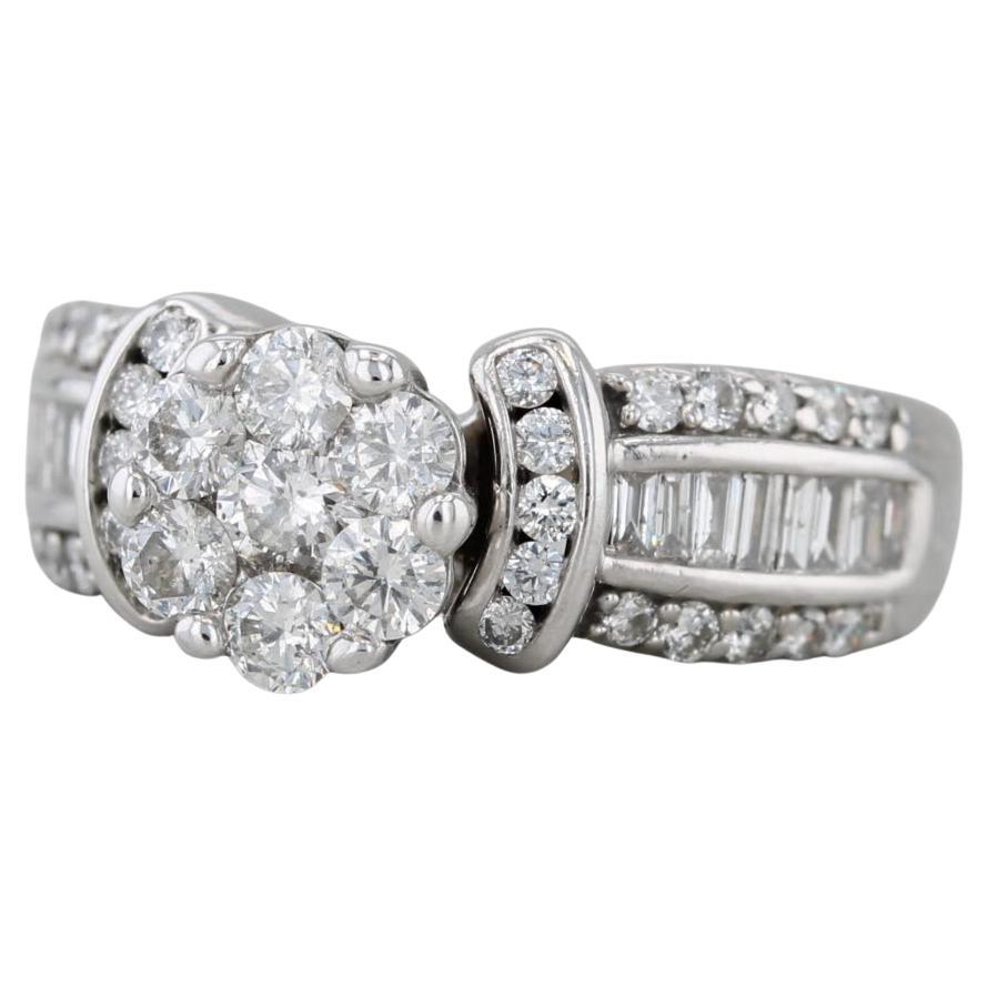 1.10ctw Round Diamond Engagement Ring 14k White Gold Size 5.5