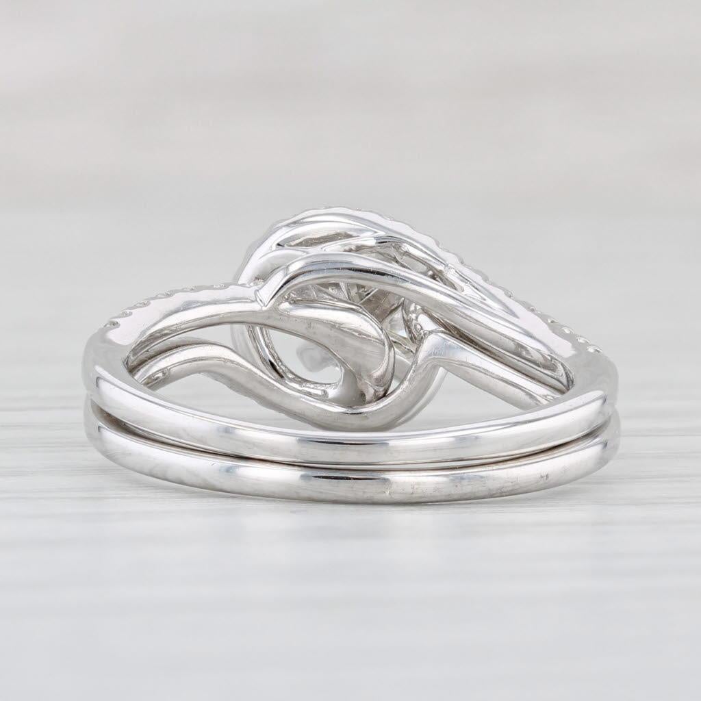 Round Cut 1.10ctw Round Diamond Engagement Ring Wedding Band Set 14k Gold Shane Co GIA For Sale