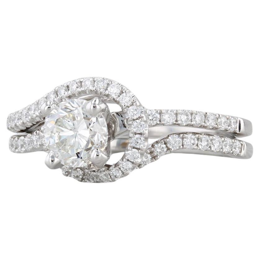 1.10ctw Round Diamond Engagement Ring Wedding Band Set 14k Gold Shane Co GIA For Sale