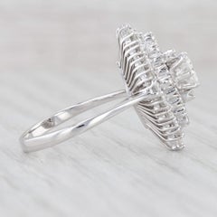 1.10ctw Round Diamond Marquise Halo Ring 18k White Gold Size 7 Engagement