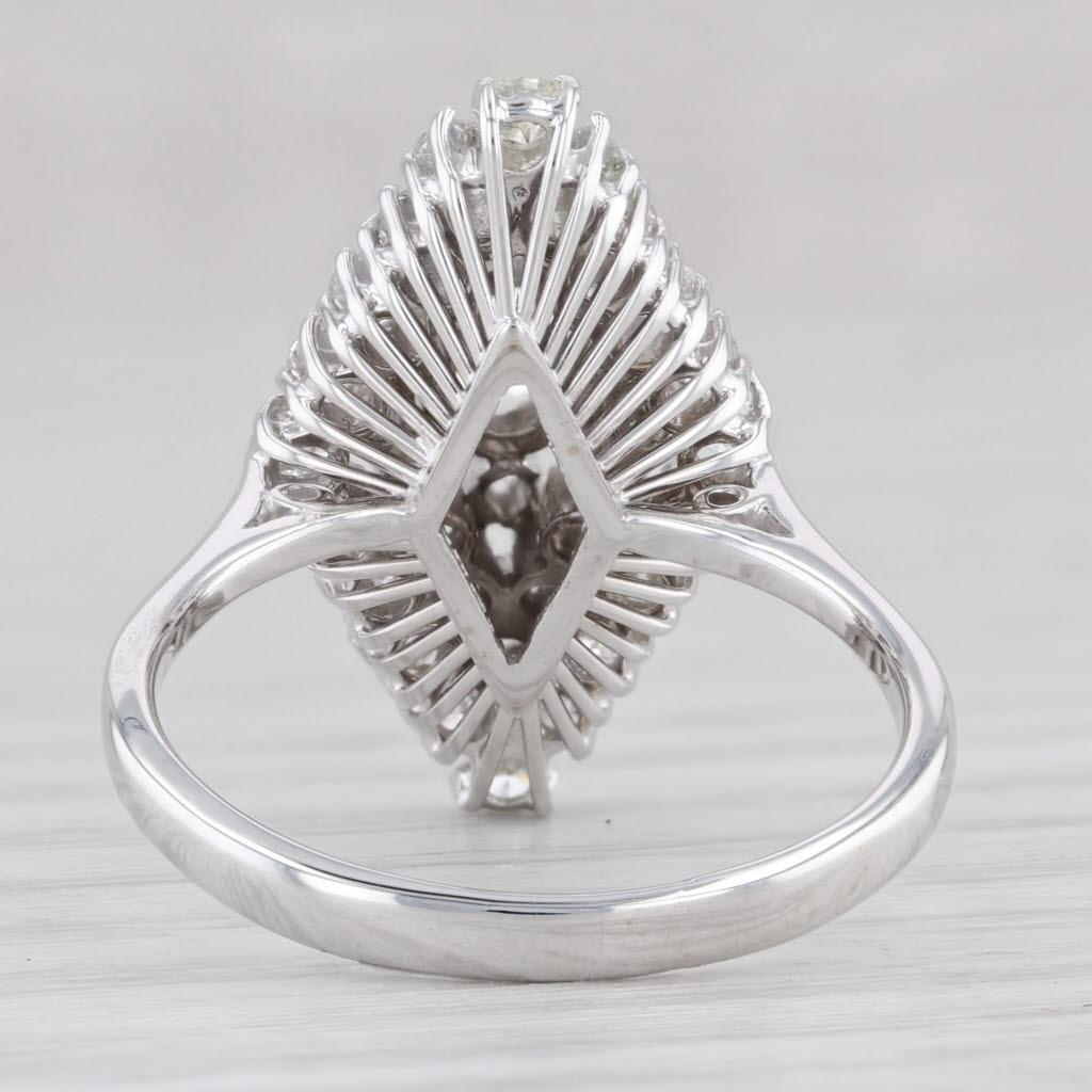 1.10ctw Diamante Redondo Marquesa Halo Anillo Oro Blanco 18k Tamaño 7 Compromiso Corte redondo en venta