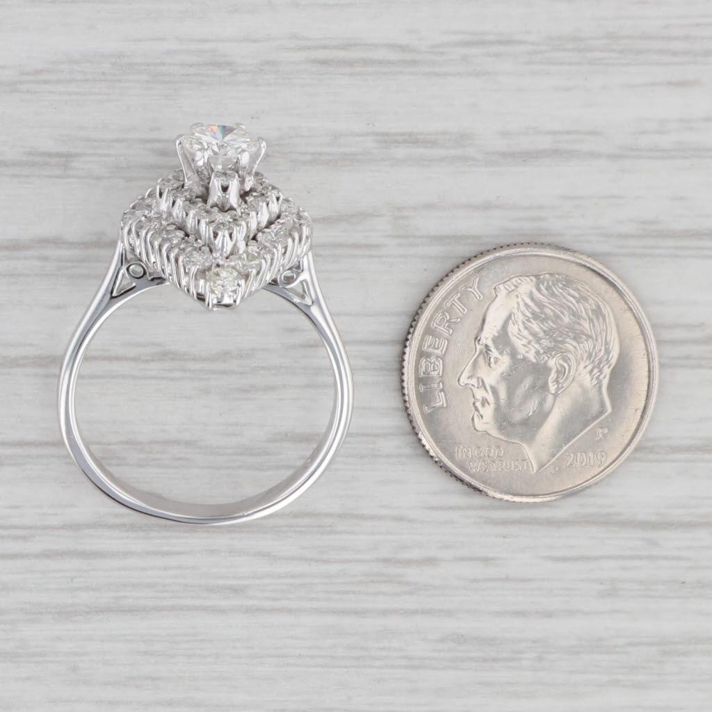1.10ctw Diamante Redondo Marquesa Halo Anillo Oro Blanco 18k Tamaño 7 Compromiso en venta 1