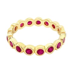 1.10ctw Round Ruby Bezel Set 14k Yellow Gold Eternity Band