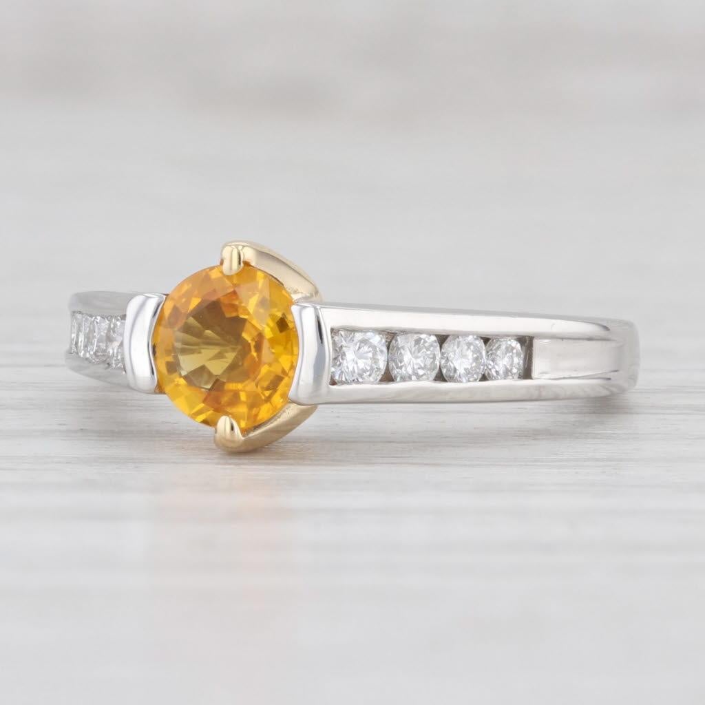 1.10ctw Yellow Orange Sapphire Diamond Ring 18k Gold Platinum Sz 7.25 Engagement