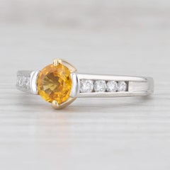 1.10ctw Yellow Orange Sapphire Diamond Ring 18k Gold Platinum Sz 7.25 Engagement