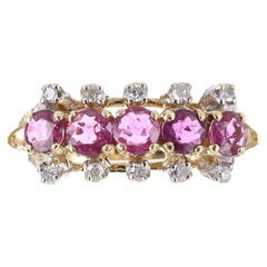 Anello da cocktail con rubino naturale e diamanti in stile Art Deco da 1,10tcw 14K