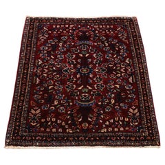 1'10 "x2'6" rosso annodato a mano in pura lana antico persiano Sarouk Mat orientale