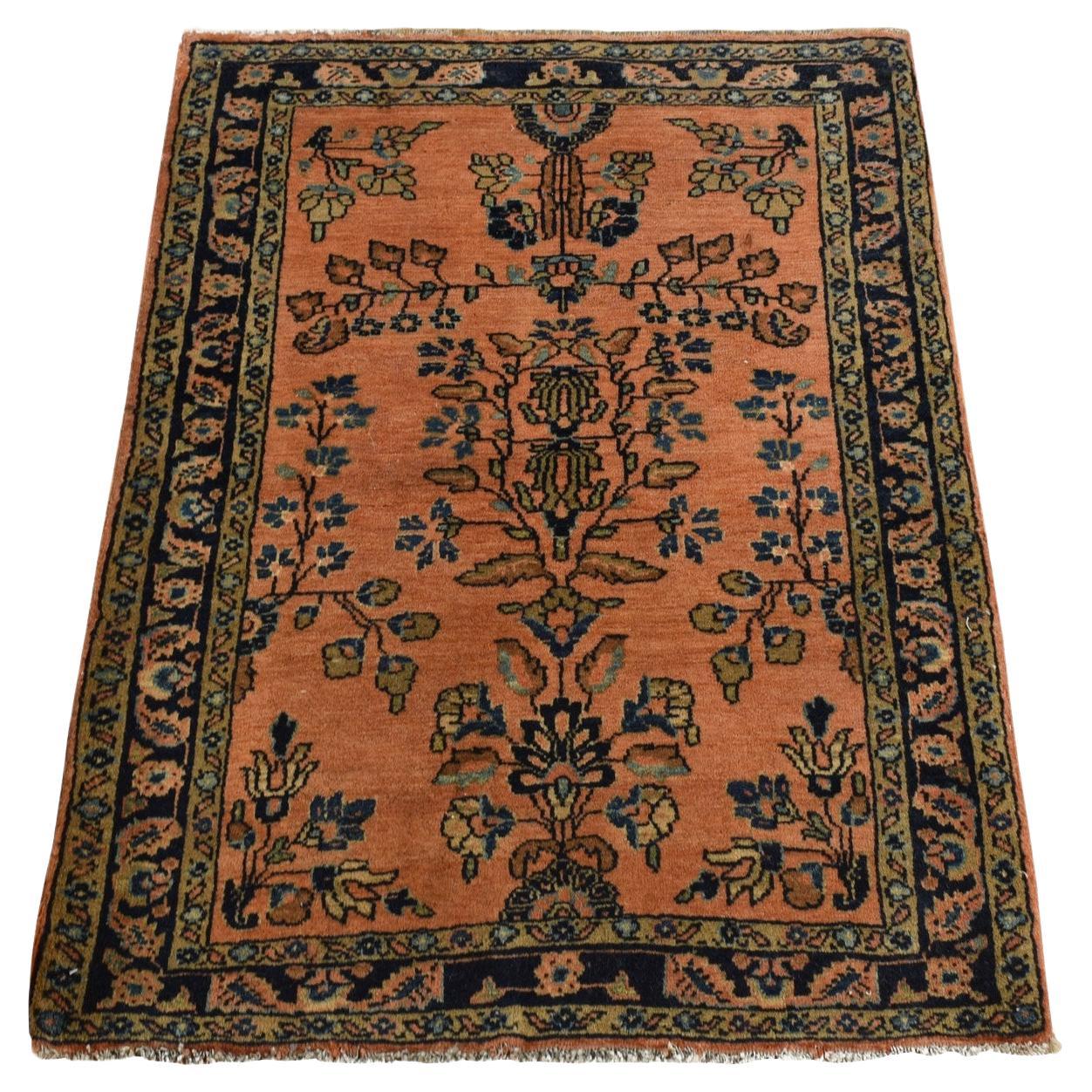 1'10"x2'8" Roter antiker persischer Mohajaran Sarouk Mat Handgeknüpfter orientalischer Teppich