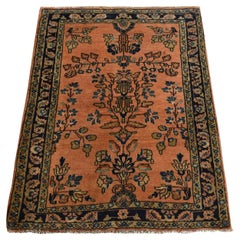 Tappeto orientale antico persiano Mohajaran Sarouk Mat annodato a mano 1'10 "x2'8" Rosso