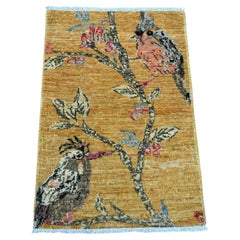 1
10
x2
9" Brown Hand Knotted Sparrows on the Tree Peshawar Wool Oriental Rug