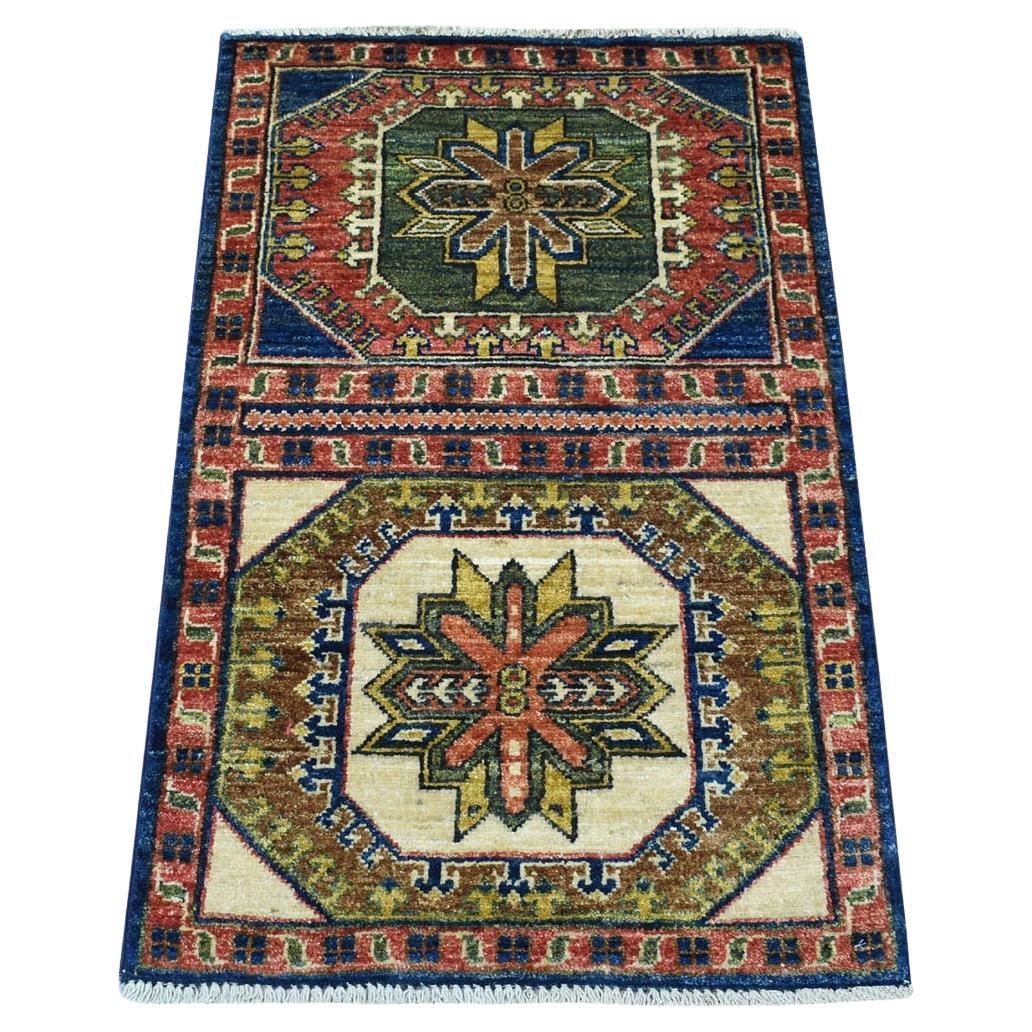 1
10"x3
 Red Afghan Ersari Tribal Design Hand Knotted Organic Wool Oriental Rug For Sale