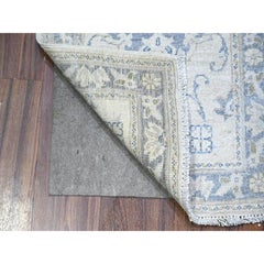 1'10"x3'  Blanco, Lana Pura, Blanco Lavado, Anudada a Mano, Alfombra Oriental Mate