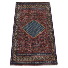 1'10 "x3'2" Rojo Antiguo Persa Senneh Incluso Desgaste Limpio Alfombra de Lana Anudada a Mano