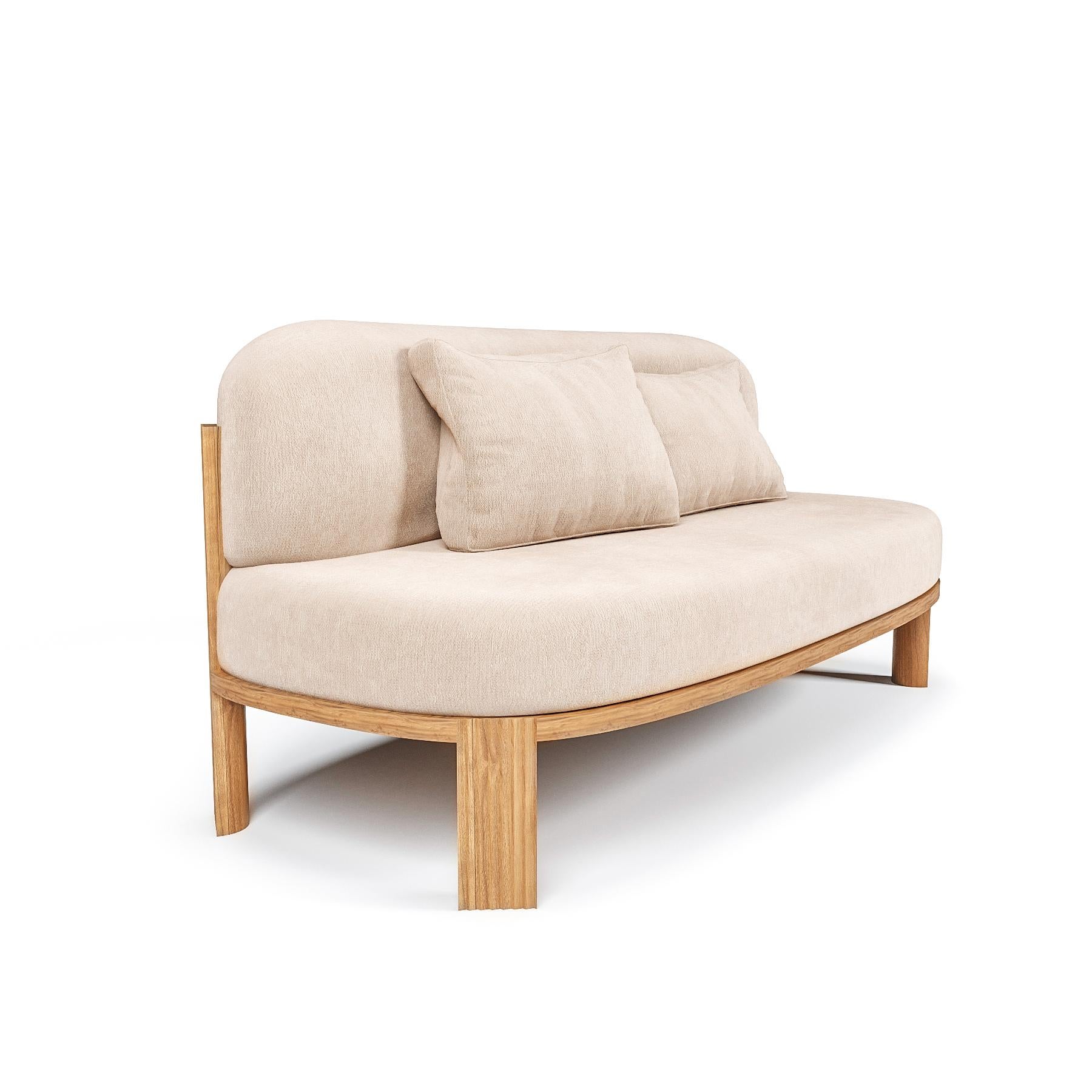 Zeitgenössisches modernes europäisches 111 Sofa aus cremefarbenem Stoff und Eichenholz von Sammler im Zustand „Neu“ im Angebot in Castelo da Maia, PT