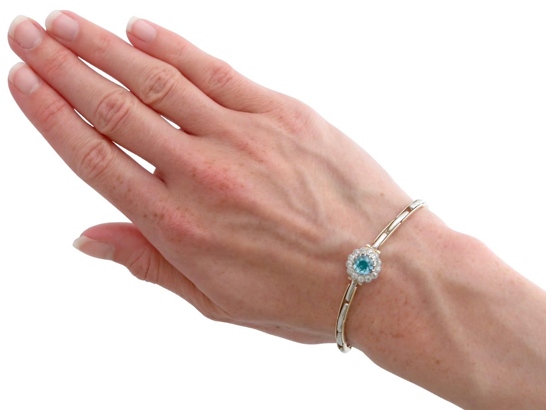 Bracelet en or jaune 14k de 1,11 carat d'aigue-marine et 0,75 carat de diamant Circa 1905 en vente 6