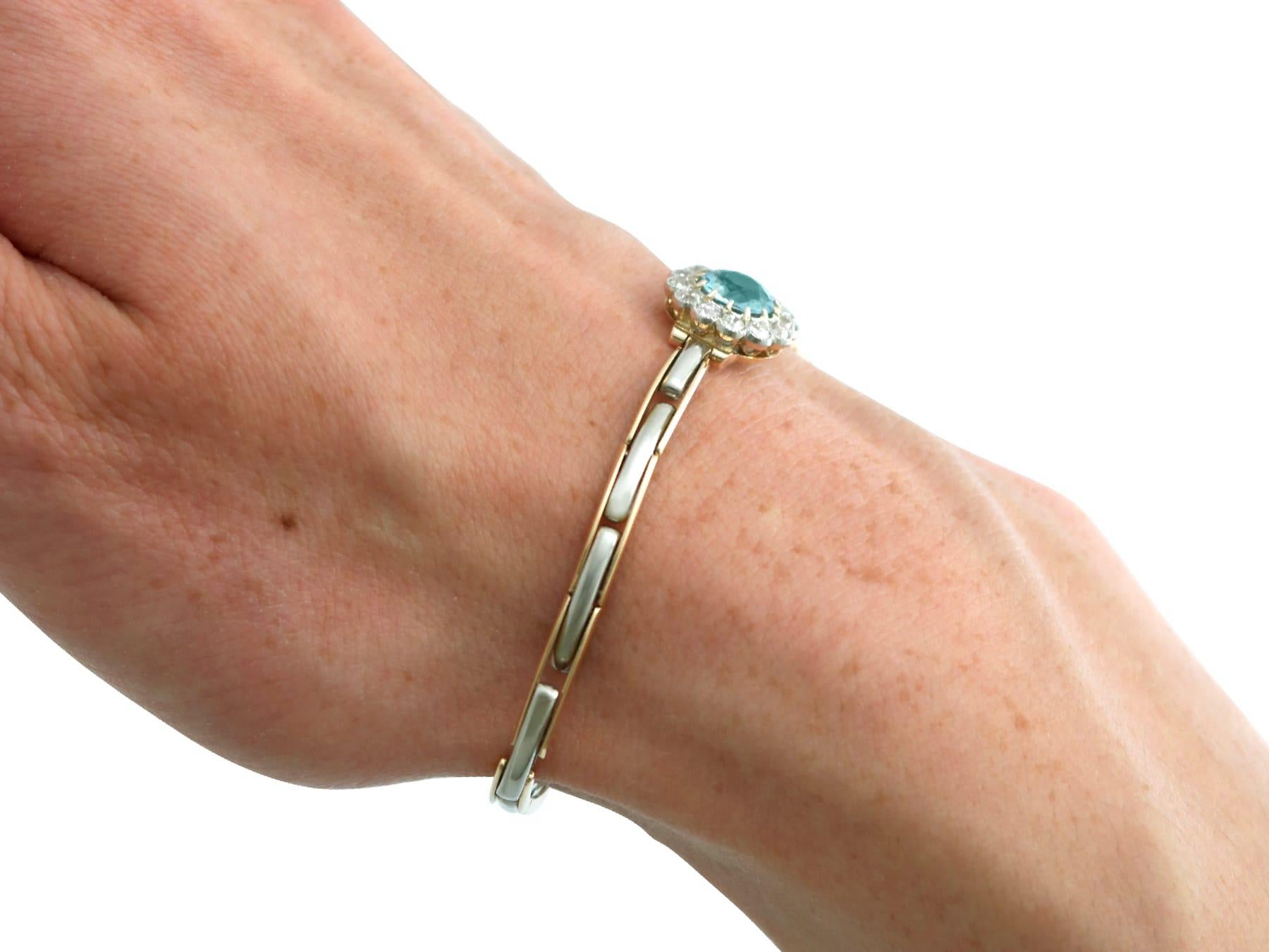 Bracelet en or jaune 14k de 1,11 carat d'aigue-marine et 0,75 carat de diamant Circa 1905 en vente 7