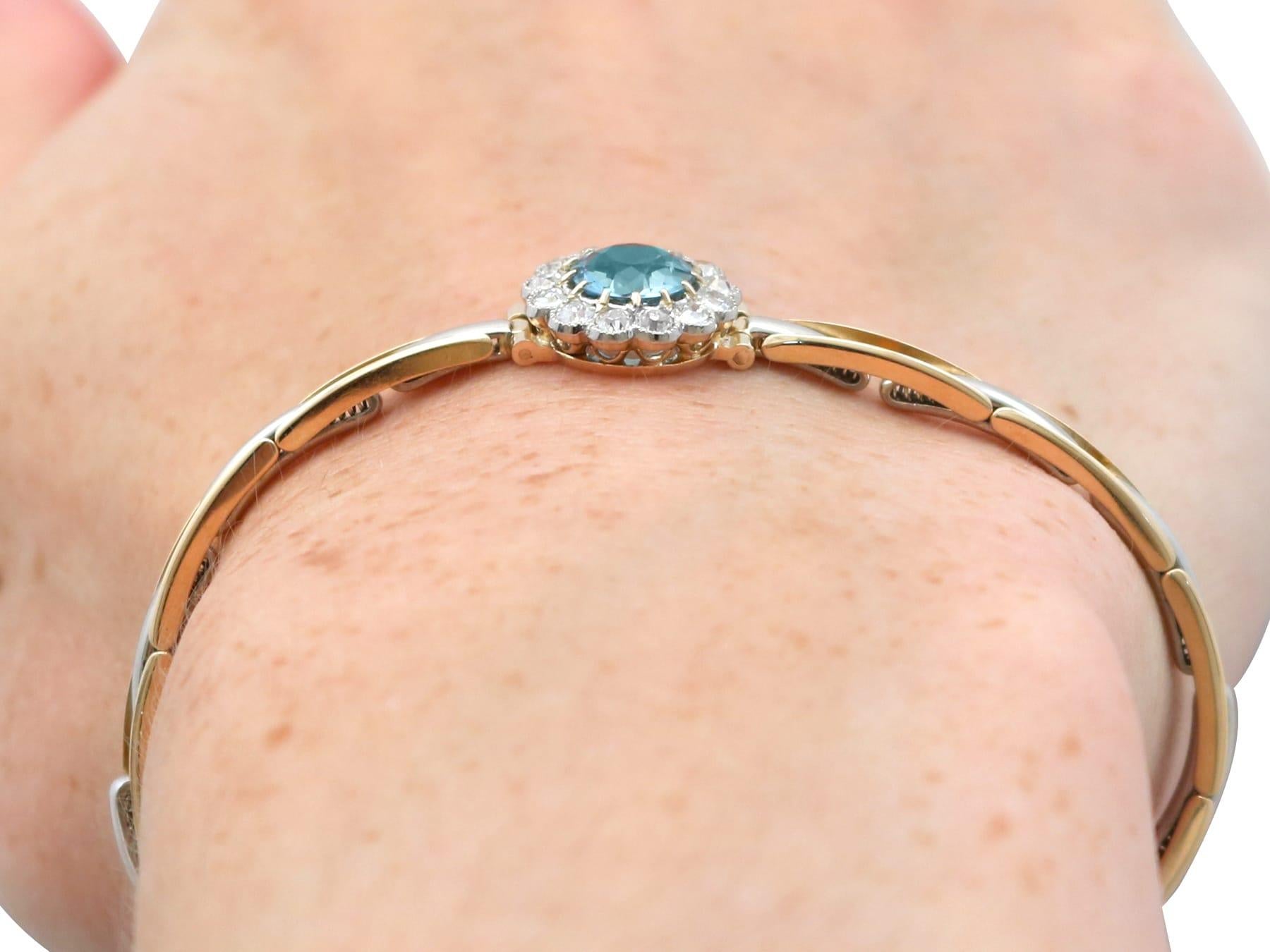 Bracelet en or jaune 14k de 1,11 carat d'aigue-marine et 0,75 carat de diamant Circa 1905 en vente 8