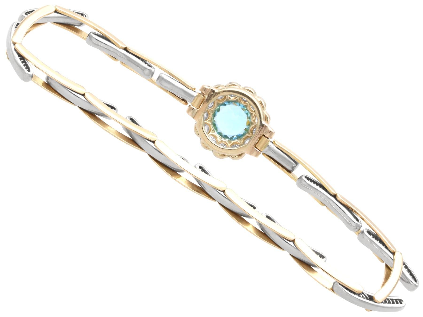 Bracelet en or jaune 14k de 1,11 carat d'aigue-marine et 0,75 carat de diamant Circa 1905 en vente 1