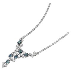 1.11 Carat Brazilian Alexandrite and Diamond Cluster Necklace Made in Platinum