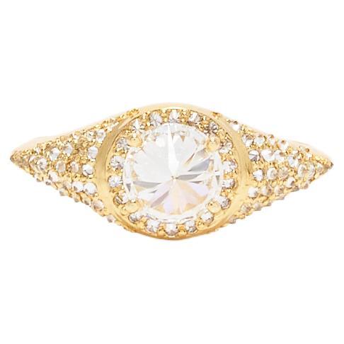 1.11 Carat Canadian Diamond Gold Signet Ring