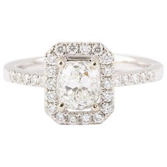 1.11 Carat Cushion Old Cut Diamond 0.30 Carat Paved Diamonds 18 Karat White Gold 1.11 Carat Cushion Old Cut Diamond 0.30 Carat Paved Diamonds 18 Karat White Gold