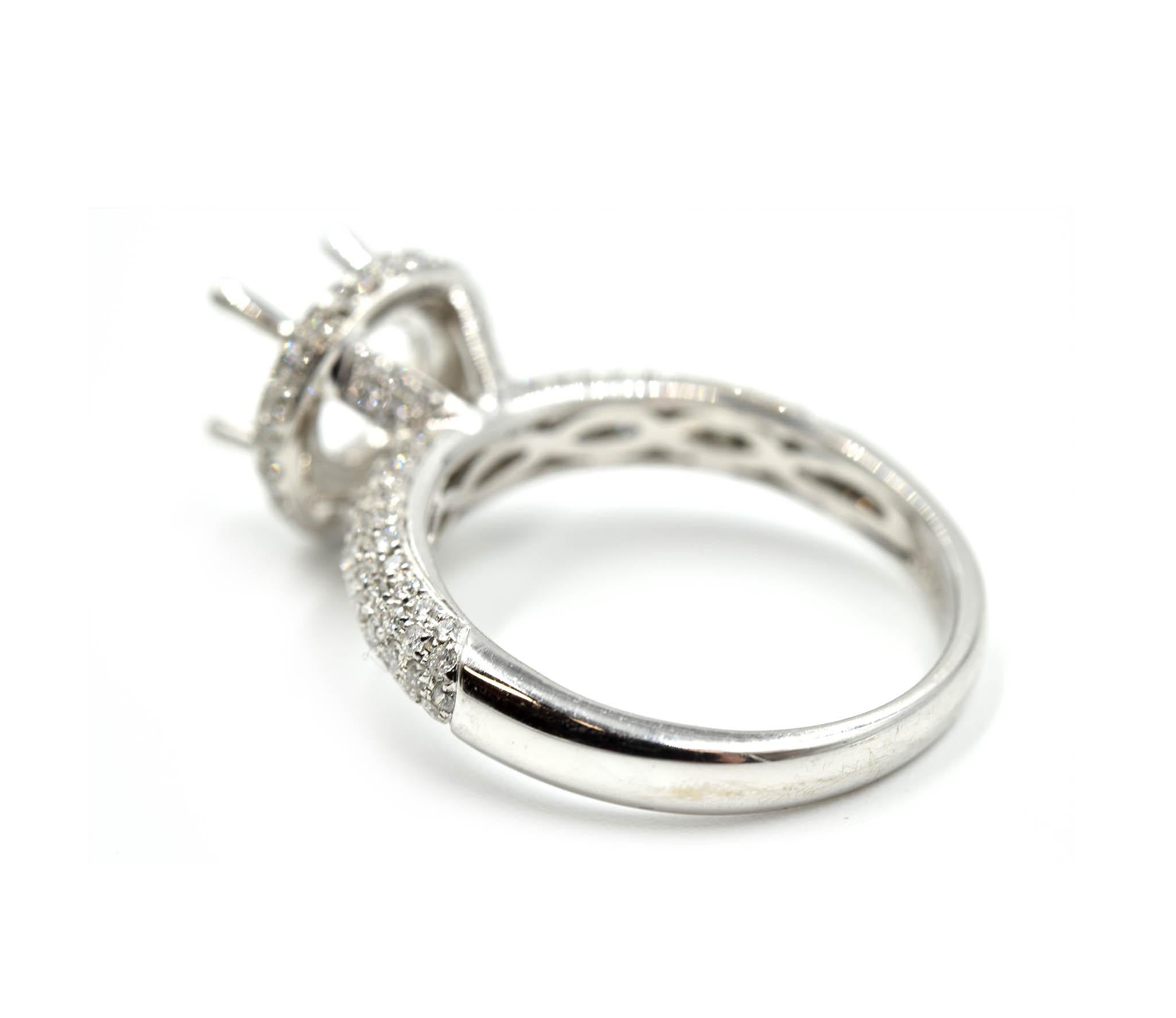 Women's 1.11 Carat Diamond 18 Karat White Gold Semi-Mount Engagement Ring