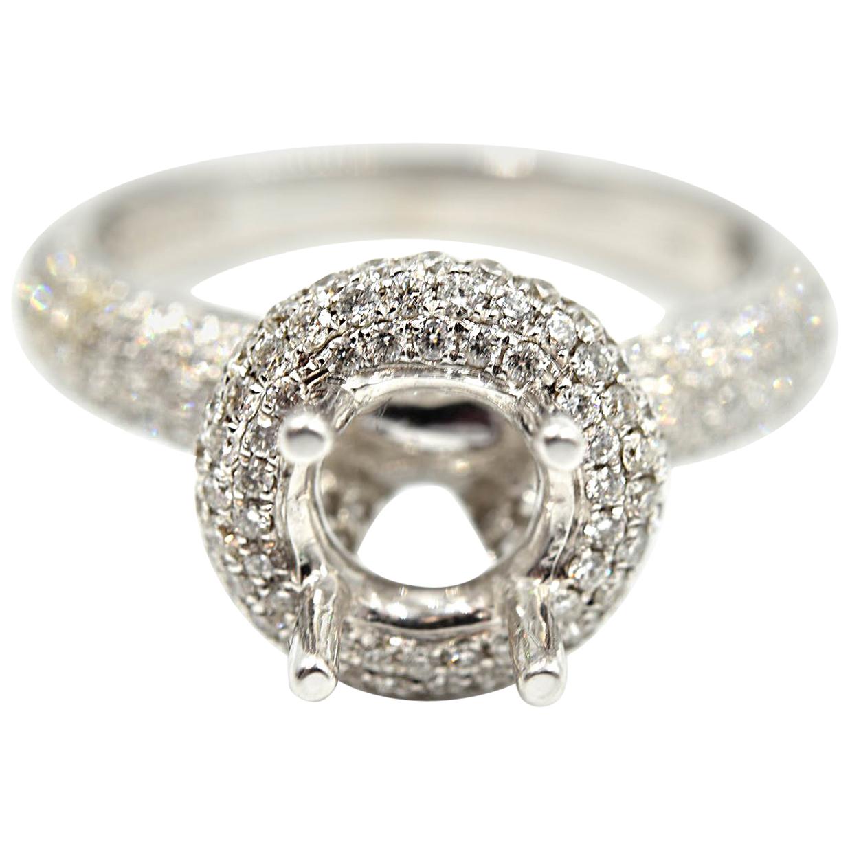 1.11 Carat Diamond 18 Karat White Gold Semi-Mount Engagement Ring
