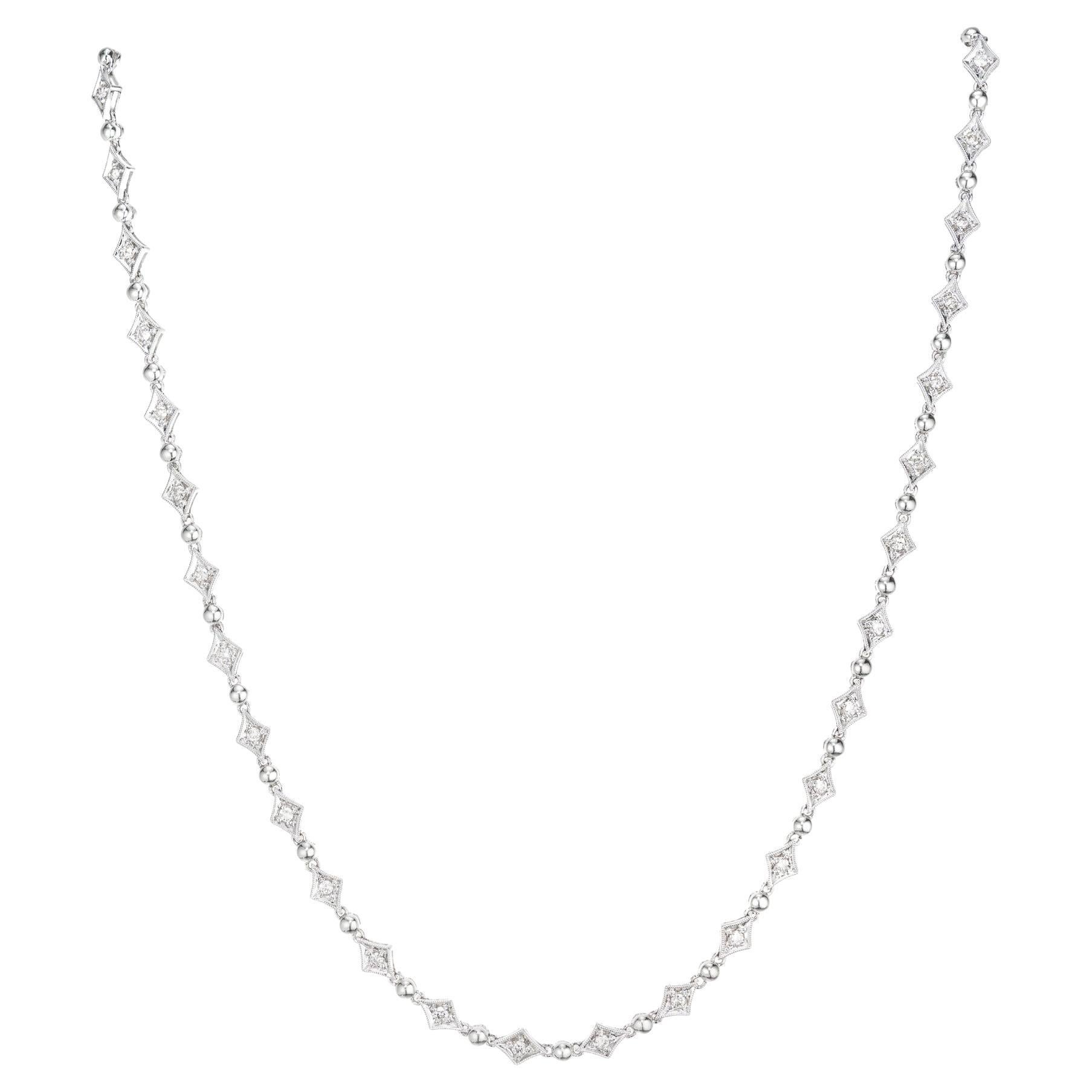 1.11 Carat Diamond Marquise Mid-Century Hinged Link Gold Necklace